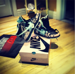 Omar displays a new pair of "kicks" for his instagram followers and possible customers. Photo Courtesy of Omar Momani