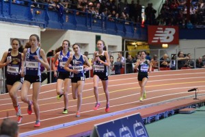 Julia moving up in the New Balance Mile, ultimately stopping the clock at 5:02.10. Photo by Kyle Brazeil.