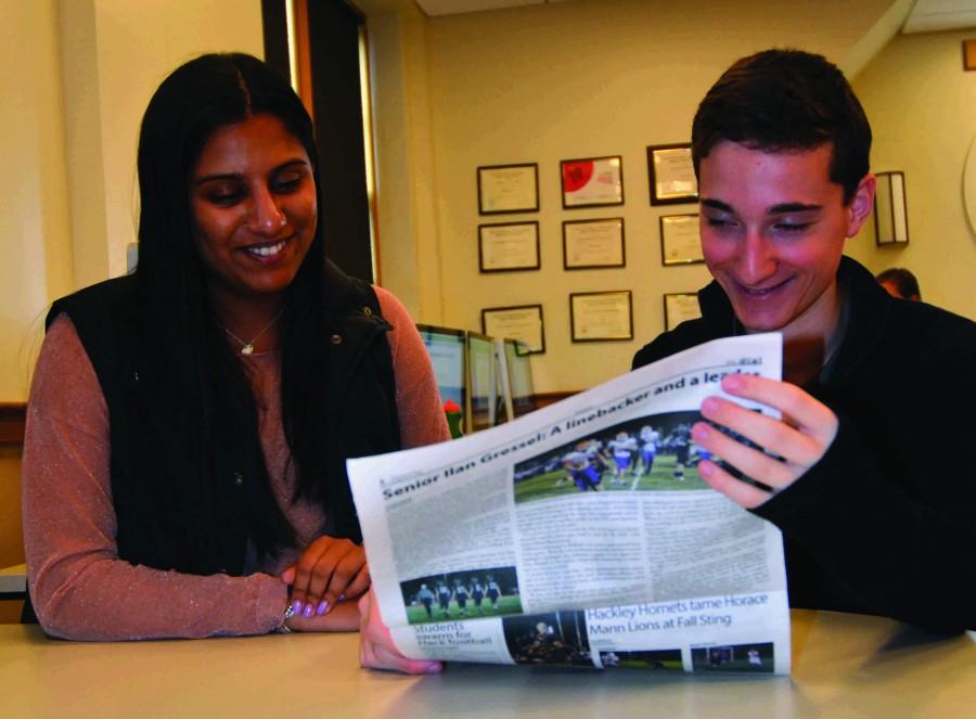 Juniors Sonia Singh and Marc Rod, the new Editors in Chief, plan the next issue of The Dial.