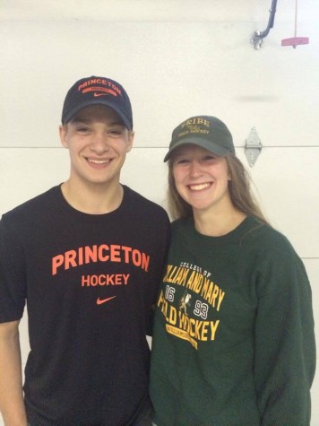 Morgan and Doug Connor pose for a photo in their college gear.