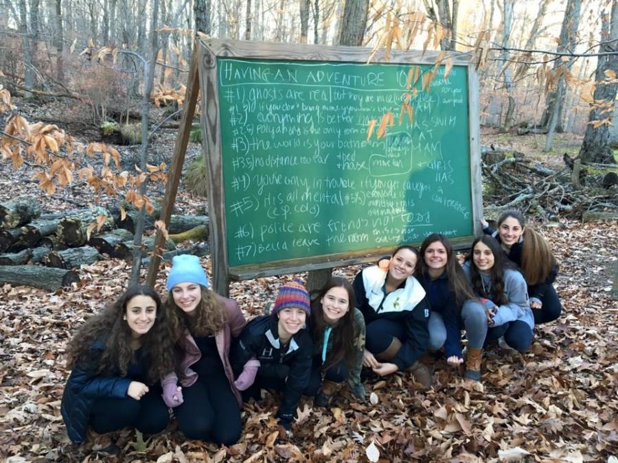 The Hackley Outdoors Club poses for a picture in Hackleys woods.