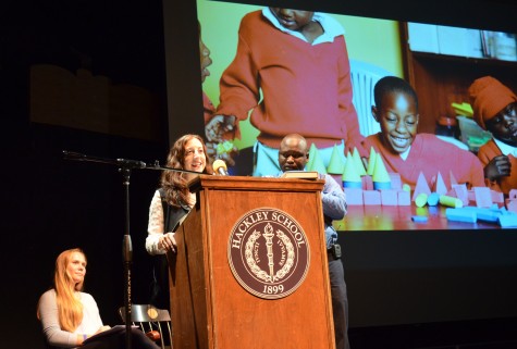 Jessica Posner addresses Upper School students in the 2016 Wendt Lecture.