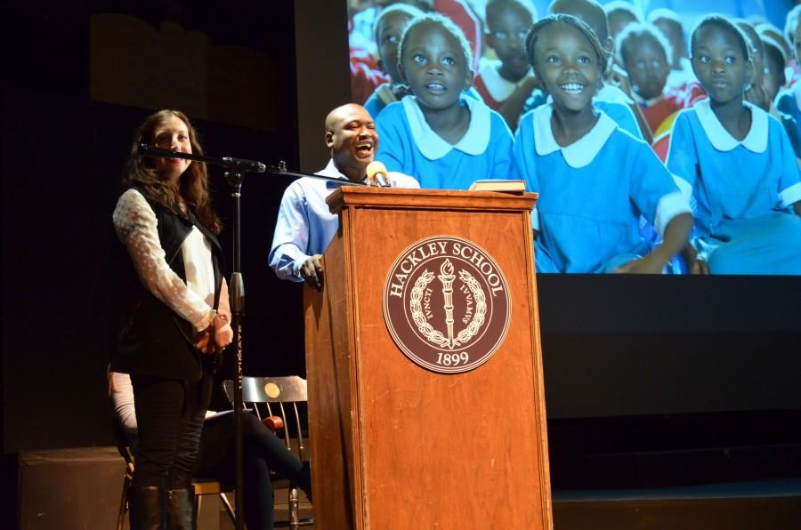Kennedy Odede addresses the Upper School in the 2016 Wendt Lecture about his work with girls in Kibera, Kenyas largest urban slum.