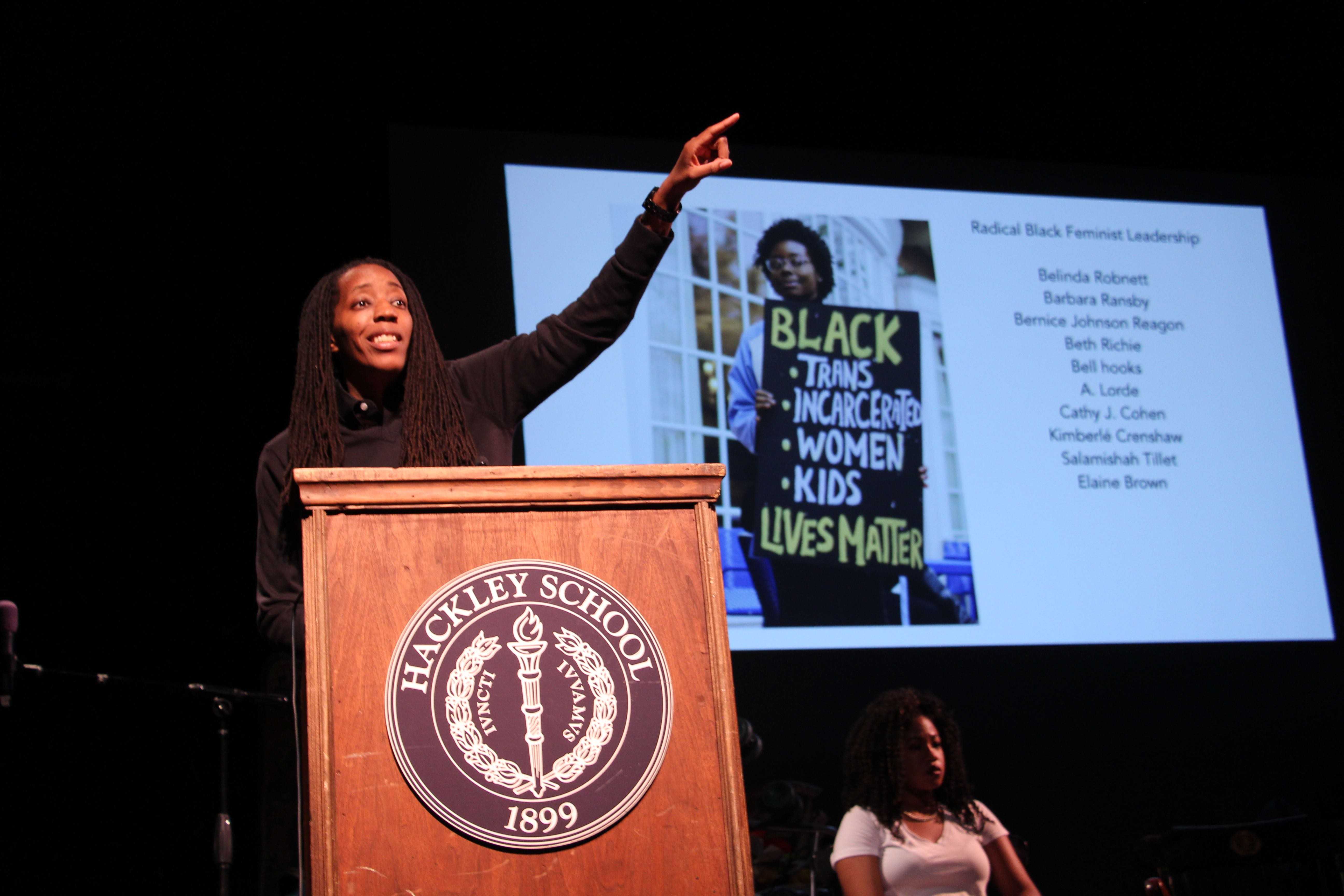 Dr. Bettina Love addresses topics of social inequality to the Upper School in the DuBois Lecture.