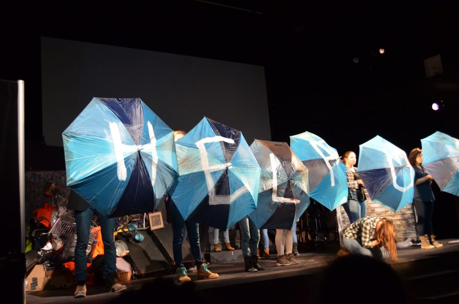 The cast pays tribute umbrella messages seen across the city of New Orleans while houses flooded.