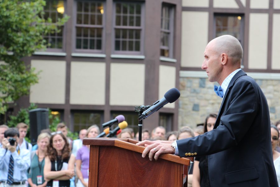 Mr.+Wirtz+introduces+himself+to+the+community+during+his+Convocation+speech.