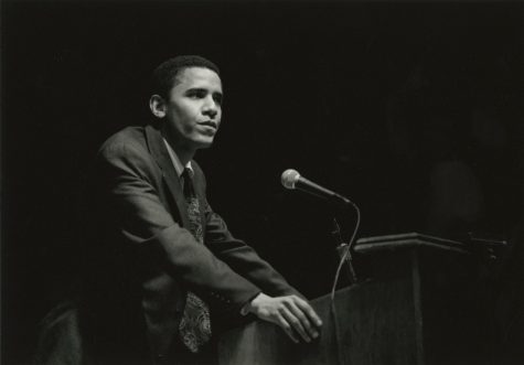 Then-third-year law student Barack Obama was the speaker for Hackley’s 1991 Forbes Lecture.