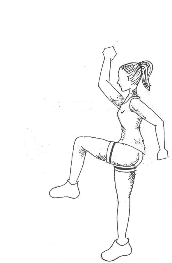 In the winter it is vital to perform dynamic stretches, like high knees, prior to exercising as this helps prevent injuries. 