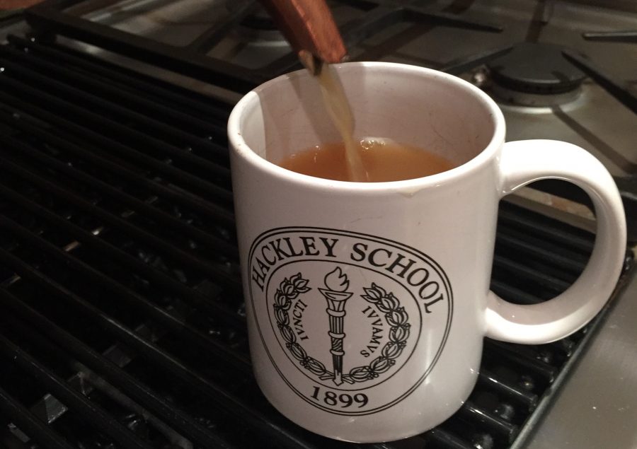 A hot cup of fresh apple cider.