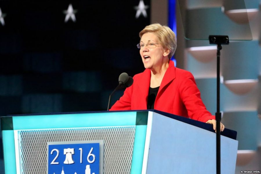 Senator Elizabeth Warren addresses the 2016 Democratic National Convention.