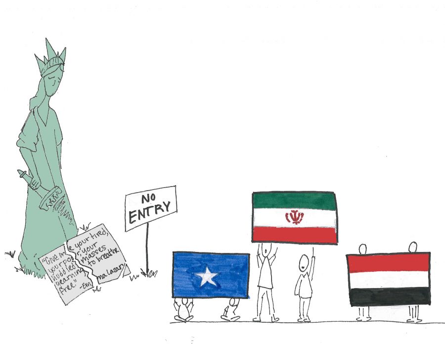 Muslim ban illustration online