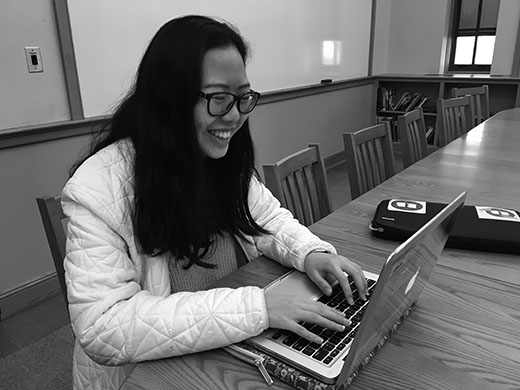 Junior Christina Wang pursues her passion of writing through Mr. Lobko’s Creative writing course, which allows her to explore new genres and create new stories.