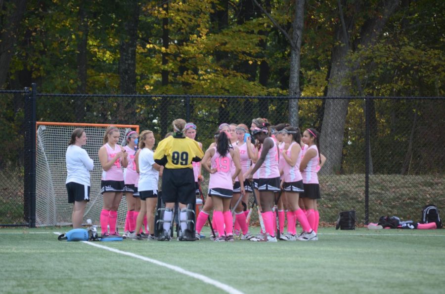 The Varsity Field Hockey team has a strong connection to the Breast Cancer Awareness movement. Throughout the month of October, the team dons their pink uniforms for games in order to show their support for the movement as well as spread awareness.
