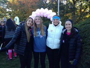Girls Varsity Field Hockey has a long history of attending Strides Against Breast Cancer Walk. Pictured above are several alumni from the Class of 2016 attending the walk during their senior year. 