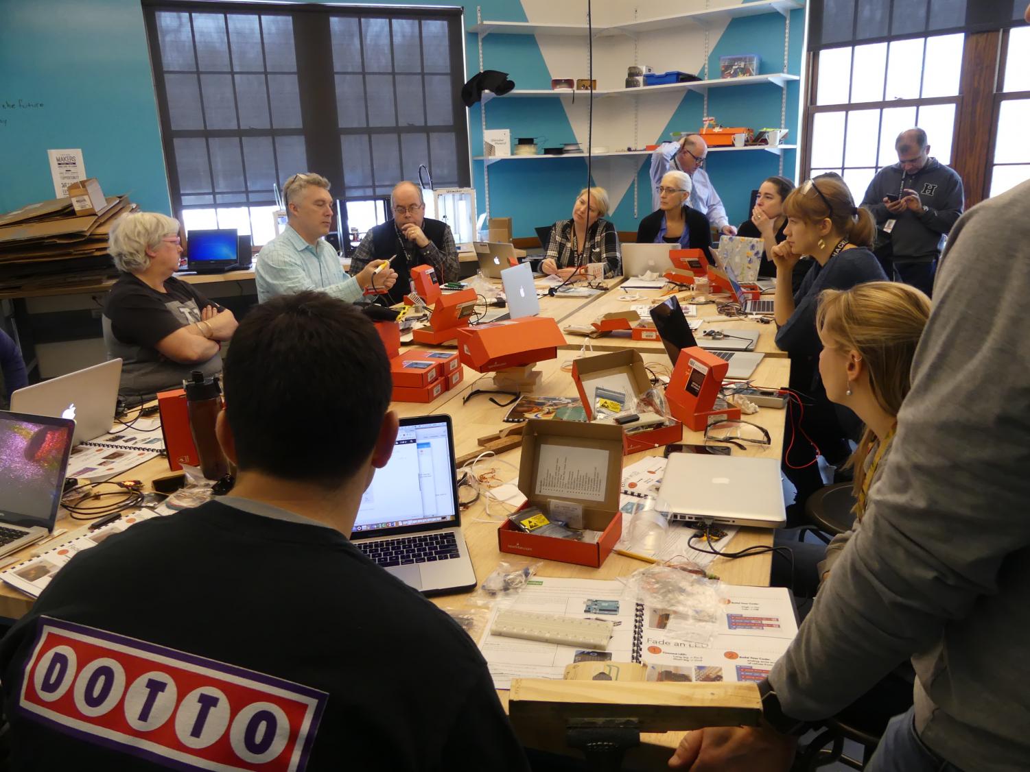 Hackley Teachers are currently going through Professional Development courses before the space opens where they learn to use the materials and tools in hopes of incorporating them into their curriculum.
