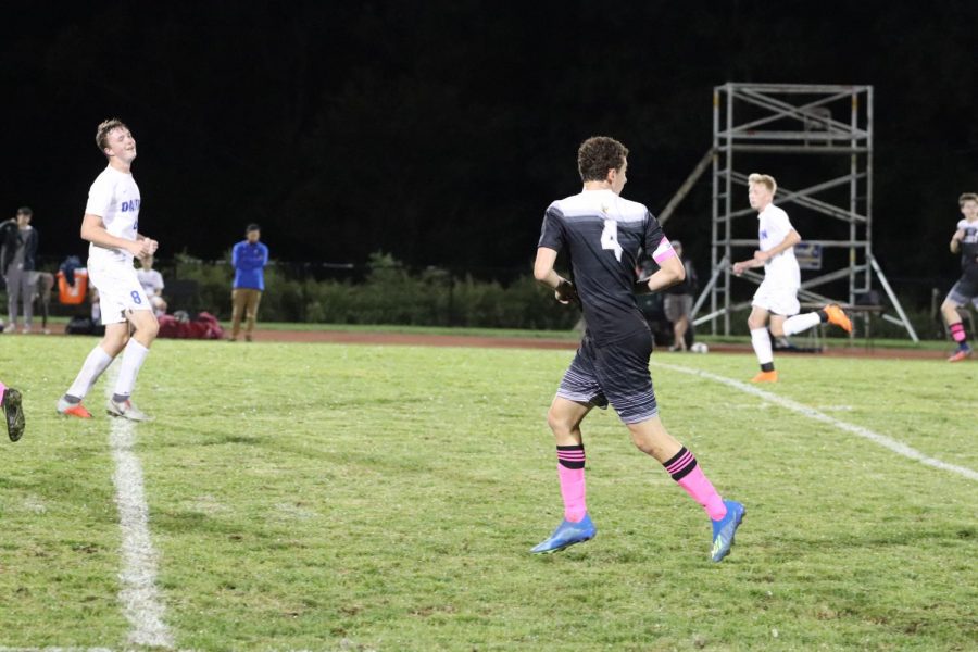 Senior Mattew Braver looks for a pass from his teammate. Braver has scored more than eighteen goals this season. He is a center midfielder and a captain. 