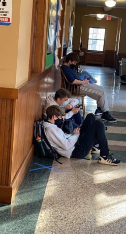 Social Media is doing a good job keeping these Junior Hackley students engaged on their screens.