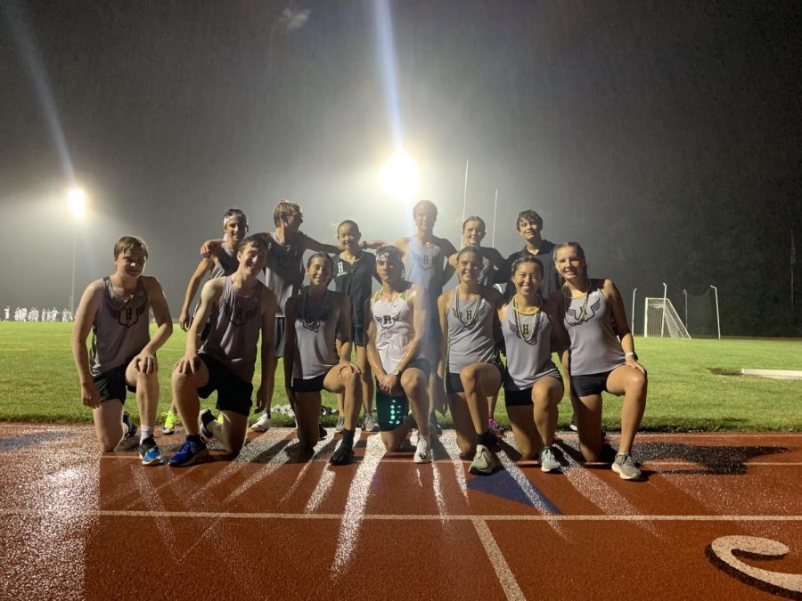 The cross country team ran 4x400s during the halftime show of the football game. Senior Brendan DiStefano raced the relay teams and ran the full mile by himself. This year was the first time the cross country team has ever participated in the Sting.