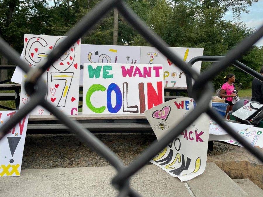 Multiple Hackley families, alumni, and students made posters in solidarity with Colin and the team. These posters were held and hung on the sidelines at every game.