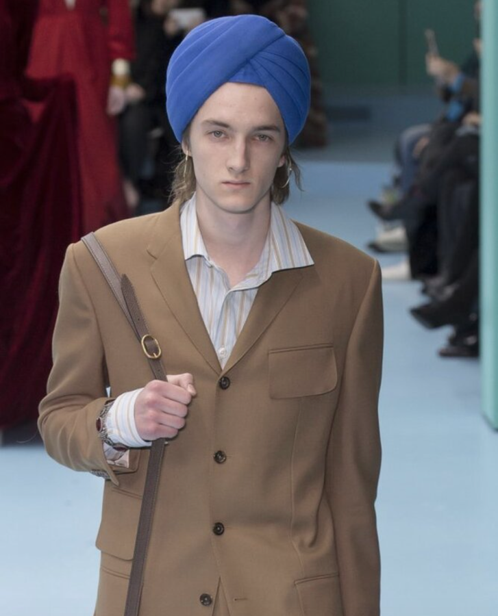 In the 2018 Fall show, Gucci sent models down the runway wearing Sikh turbans as fashion. Fans of the label were extremely upset by the cultural appropriation, especially those who do wear the turban.