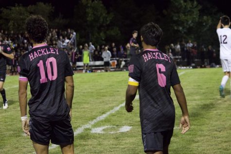 Senior captains Dan Paridis(right) and JT Goswami(left) put on a spectacular performance with a combined one goal and two assists. The pair of wingers attracted louder and louder cheers with every juke on the Horace Mann defenders. Both seemed content with the outcome of the game but deadlocked on the road ahead to the playoffs.