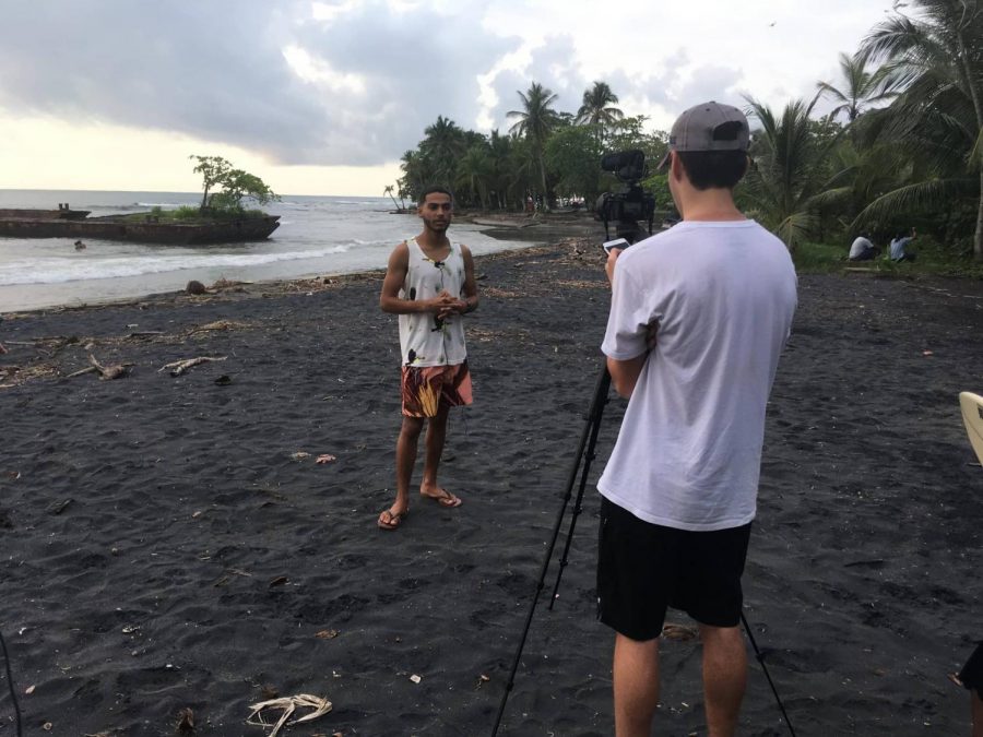 In Cahuita, Limón, Costa Rica in front of the landscape of the rising sea level, Massimo conducts an interview to explain the importance for the locals. For Massimo, putting a face and a story to issues you hear on the news makes it so much more impactful.
