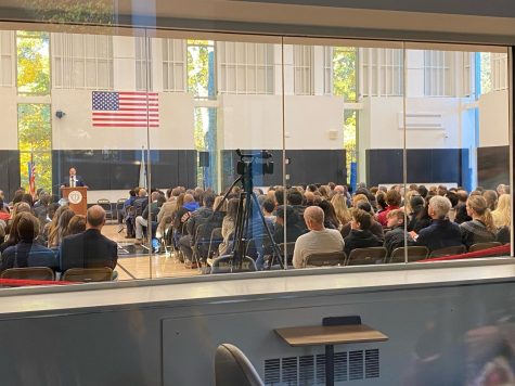 Mr. King is speaking to prospective families and outlining the course of the day for the Open House. Some other speakers included Mr. Wirtz, Ms. Jean, Ms. OCallaghan, and Ms. Hicks-Rotella.