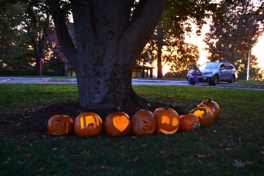 As the sun set, the scholars lit candles to illuminate their designs from the pumpkin carving activity.
