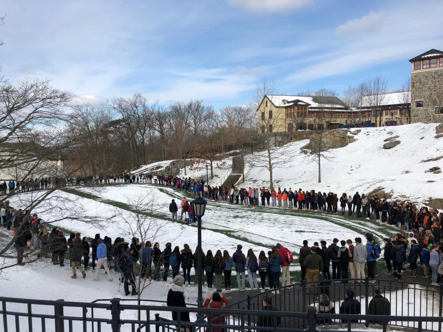 On March 14, 2018, Hackley hosted a walkout in response to lives that had been lost in the Parkland Shooting. Students and faculty gathered on Akin Common for 34 seconds of silence, to honor the 34 killed and injured in the shooting.