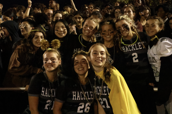 Hackley students pack the students in support of the football team. Hackleys team spirit was ever-present throughout spring.