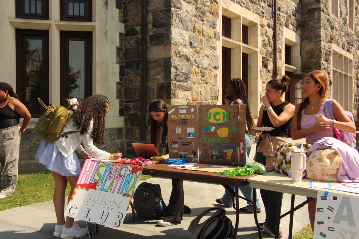 Clubs were divided into three categories: community building, community passion, and community engagement. The Hispanic/Latinx Culture Club, JCK Foundation: Hackley Legends, and the AAPI club are all categorized in community building, and thus grouped together at the club fair. Seniors Samantha Reyes and Lilo Haidara are co-founders of the Hispanic/Latinx Culture Club, while senior Fernanda Paz and junior Ben Iaderosa are co-leaders. 