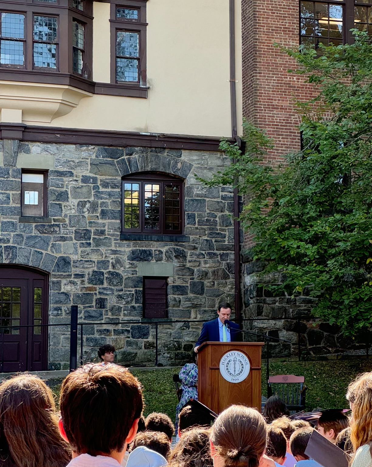 Head of School Charles Franklin gave an inspiring speech to Hackley Hornets during Convocation. He noted Hackley's existence for one hundred and twenty-five years, and how our community is built of strong, genuine connections.