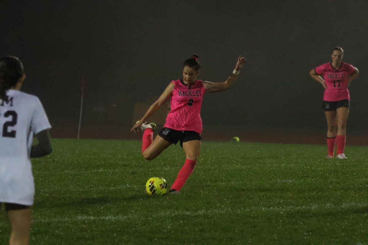 Hackley Girls' Varsity Soccer plays in the Dave Allison Game, proudly wearing their pink jerseys. The team is honored to dedicate the game to Mr. Dave Allison, celebrating his memory and the lasting impact he had. With every kick and cheer, they strive to embody his spirit and passion for the game.