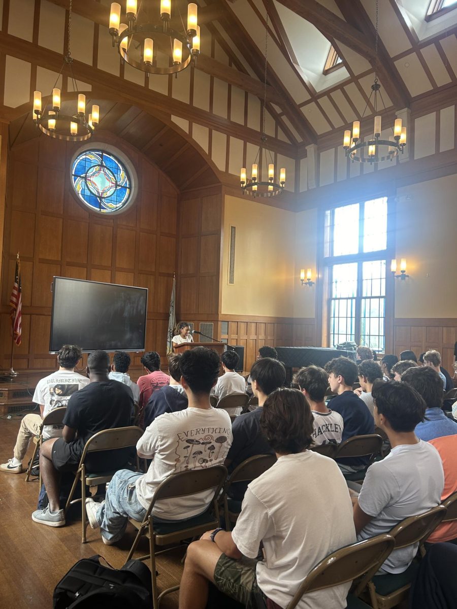 After juniors drafted and shared their speeches with their advisories, one person from each advisory was nominated to deliver their speech in front of the grade in Allen Hall. “First Monday was interesting because I had always heard about the junior speeches from older friends, but it was cool to see what other kids had to write about,” said Jiya Dhakad.