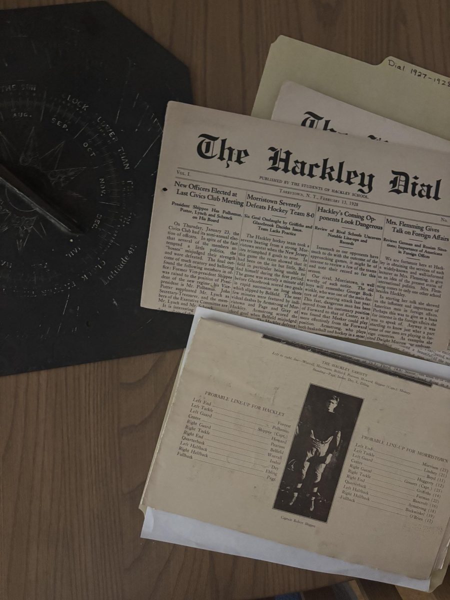 These are some of the first editions of the Dial. They are located directly next to the original Hackley sundial from the quad. Everything pictured is at least 95 years old.