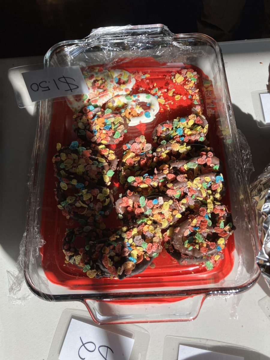 Another popular item at the bake sale were the chocolate covered pretzels, with both the original milk chocolate pretzel and a Fruity Pebble cereal pretzel as well. 