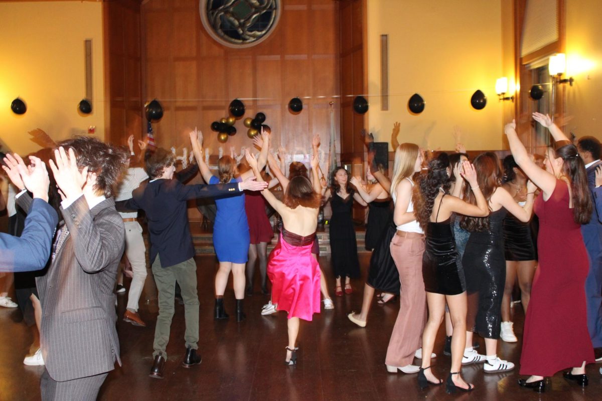 Every corner of Allen Hall was filled with students socializing and raising their hands to dance to the beat of the song “Hot to Go” by Chappell Roan. The joy and enthusiasm of the students made it clear how much fun they had with their friends, enjoying the chance to relax and take a break from the workload. This was especially significant with exams just around the corner. (Photo courtesy of Isabelle Cai/ Shikhar Misra)