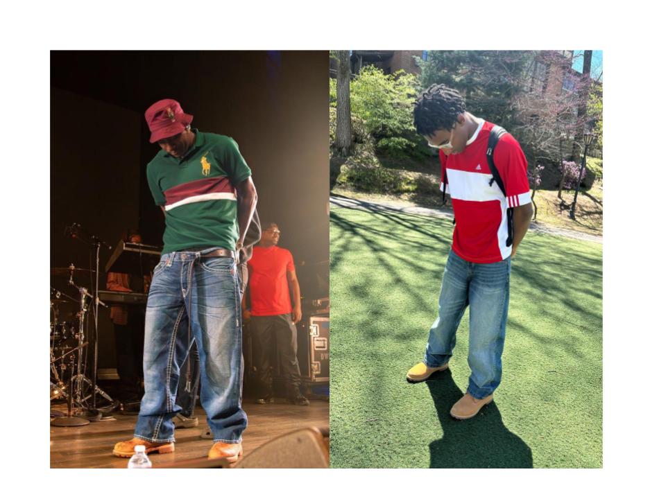 Lil Yachty (left) and Hackley sophomore Auggie Teacher (right) both embody the bold, colorful style of streetwear rooted in hip-hop culture and thrift fashion. Auggie credits Yachty as a major style influence, saying he's drawn to his "colorful, bright, and unconventional" look, an inspiration that fuels Auggie's own thrifted, expressive outfits on the Hilltop. 