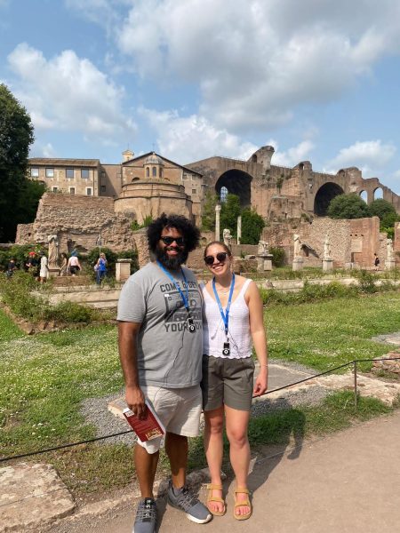 Mr. Driver, along with his wife Marina at the House of the Vestal Virgins. The House of the Vestal Virgins is located in Rome, which is where Mr. Driver visited after he decided he wanted to pursue a career related to Classics. Courtesy of Mr. Driver