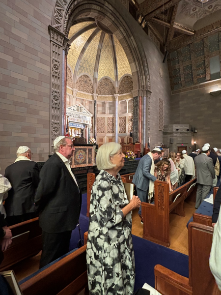 Jewish people from all over New York come together at Rodeph Shalom in Manhattan to celebrate Rosh Hashanah. People of all ages came to temple on this holy day to pray and commemorate.