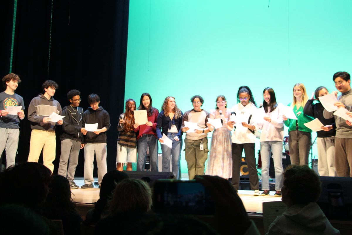 A yearly tradition at Coffeehouse has been AP Biology students singing a biology-related song for extra credit points. This year, a majority of Biology students sang "Hello, I'm an Enzyme" by Arlevia Sciyonce Davis/Adele, which connects to what students have been learning and practicing in the classroom. Though this song was for extra credit, students worked together to sing in unity and display courage for a full opportunity to get all the points.