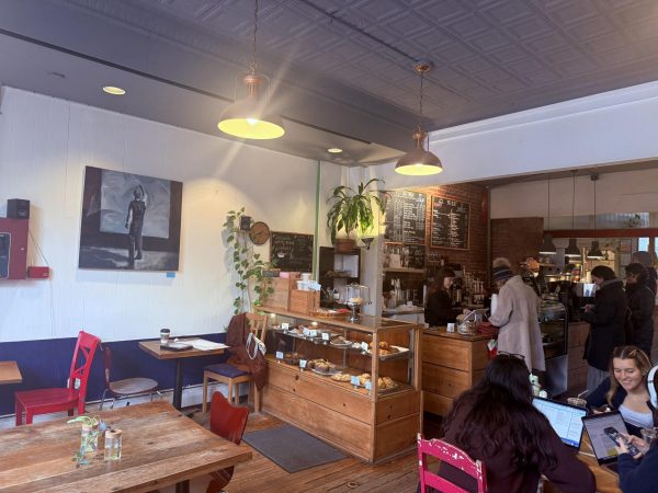 Towards the entrance of the store is where the majority of the seating is in the cafe. Decorated with plants and local art, the atmosphere is perfect for group studying.
