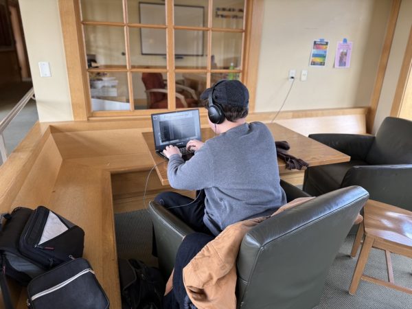 Sophomore Kubrick Croce is playing one of his favorite video games on the bridge. Kubrick is known around school as an incredibly knowledgeable gamer - if you have a question about video games, he's your guy.